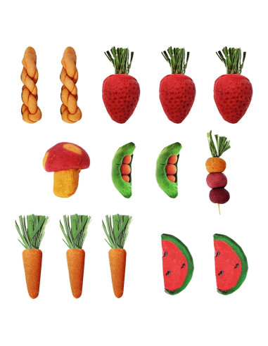 14 Piezas Juguetes Naturales para Conejos y Hámsters Finymk