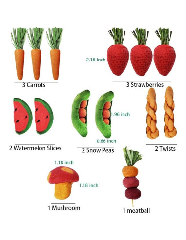 14 Piezas Juguetes Naturales para Conejos y Hámsters Finymk