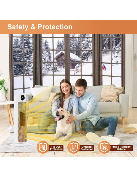 Calefactor de Torre Eléctrico HAUSHOF 1500W con Control Remoto