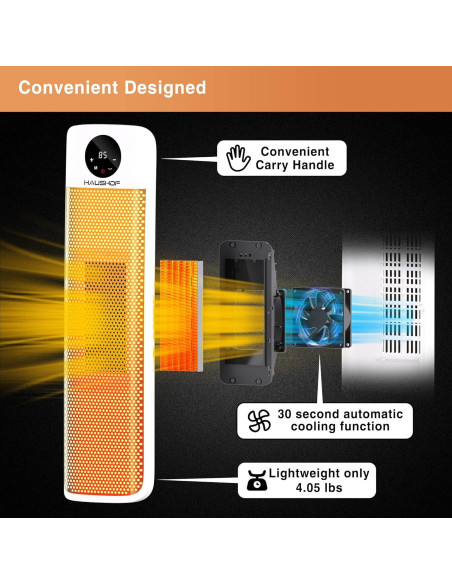 Calefactor de Torre Eléctrico HAUSHOF 1500W con Control Remoto
