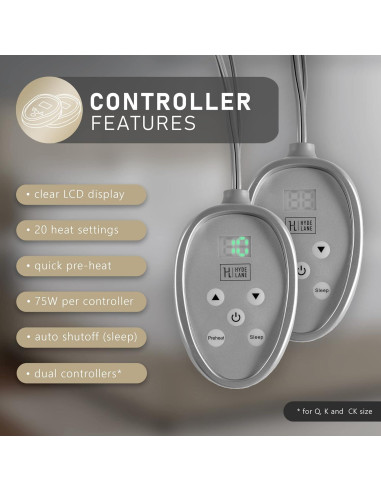 Almohadilla Térmica King Hyde Lane 100% Algodón 20 Niveles Calor