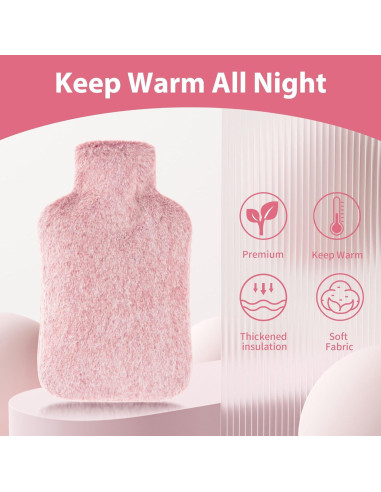 Botella de Agua Caliente DICEVER 2L con Funda Rosa a Prueba de Fugas