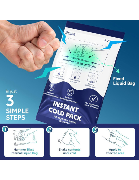 25 Paquetes Fríos Instantáneos Tempk - Compresas Desechables para Lesiones