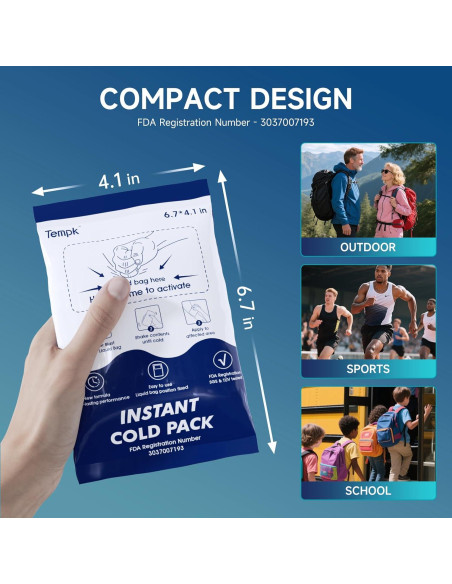 25 Paquetes Fríos Instantáneos Tempk - Compresas Desechables para Lesiones