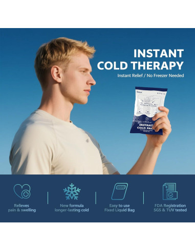 25 Paquetes Fríos Instantáneos Tempk - Compresas Desechables para Lesiones