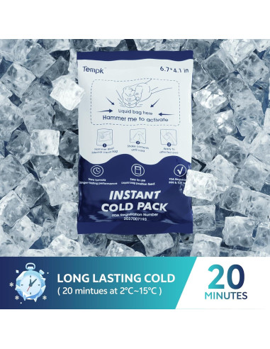 25 Paquetes Fríos Instantáneos Tempk - Compresas Desechables para Lesiones