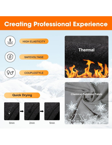 Conjunto de Ropa Interior Térmica Eléctrica Sun Will - Unisex, 2 Baterías