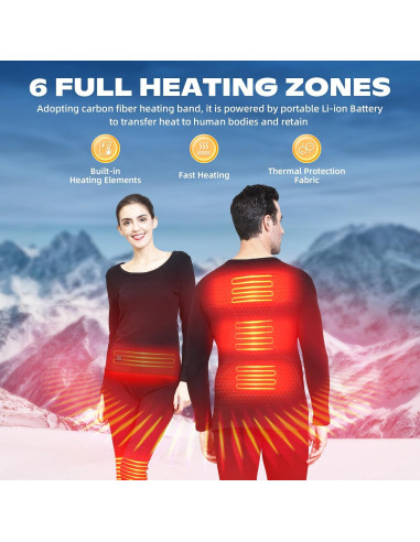 Conjunto de Ropa Interior Térmica Eléctrica J JINPEI - Manga Larga