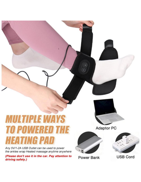 Faja Térmica para Tobillo WOOLALA con Vibración y Calor USB
