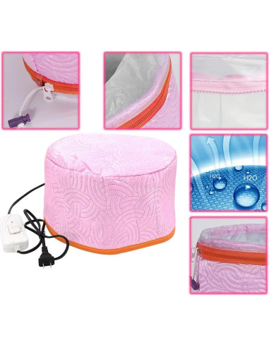 Gorro Térmico Eléctrico para Cuidado del Cabello Rojo 110V
