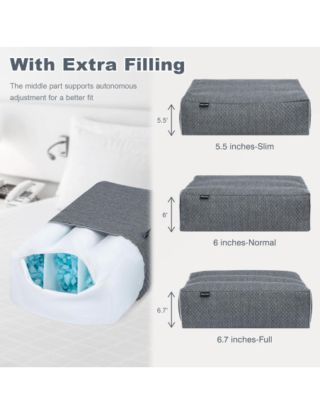 Almohada de Rodilla Urnexttour Espuma Viscoelástica Ajustable 60x36cm