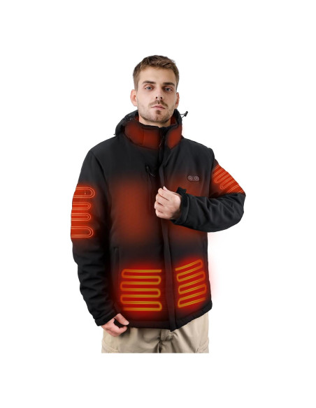 Chaqueta Térmica Yottjacky DC-07 para Hombres - 16000mAh, Negro