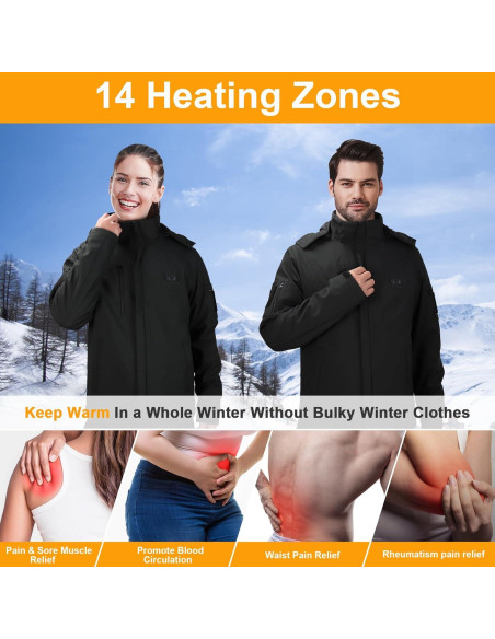 Chaqueta Térmica Yottjacky DC-07 para Hombres - 16000mAh, Negro