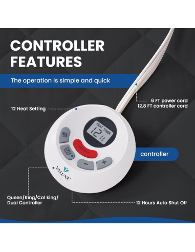 Almohadilla Térmica Individual VALUXE Gris Acolchada 10 Niveles Calor