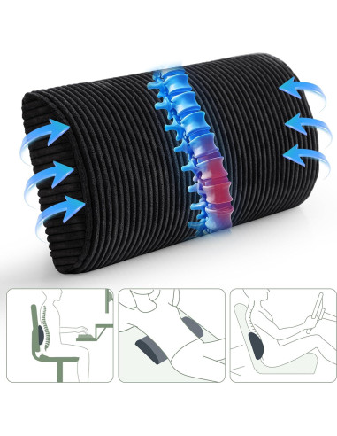 Almohada Lumbar HIGOGOGO Espuma Viscoelástica Negra 50x25cm