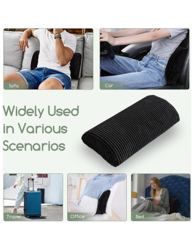 Almohada Lumbar HIGOGOGO Espuma Viscoelástica Negra 50x25cm