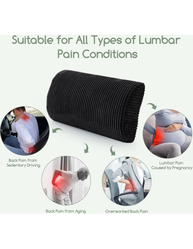 Almohada Lumbar HIGOGOGO Espuma Viscoelástica Negra 50x25cm