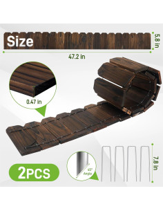 Borde de Jardín de Madera Mulctun 15 cm H x 120 cm L - 2 Paquetes 2