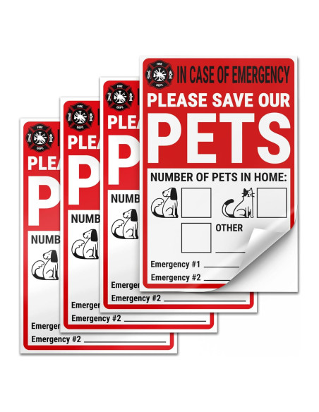 Juego de 4 Etiquetas de Alerta de Mascotas DIMARONGTON 10x15 cm