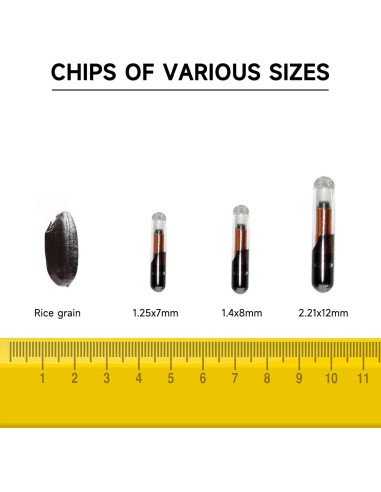 5 Microchips ISENVO 1.4x8mm 134.2kHz para Identificación de Mascotas