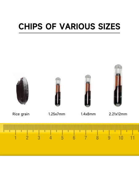 5 Microchips ISENVO 1.4x8mm 134.2kHz para Identificación de Mascotas