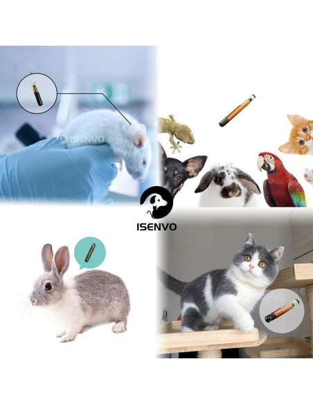5 Microchips ISENVO 1.4x8mm 134.2kHz para Identificación de Mascotas