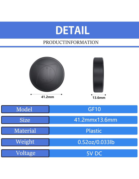 Rastreador GPS Portátil NGXDFL GF10 con Imán y Cobertura Global