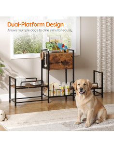 Soporte Elevado para Cuencos de Perro HOOBRO con Almacenamiento 2