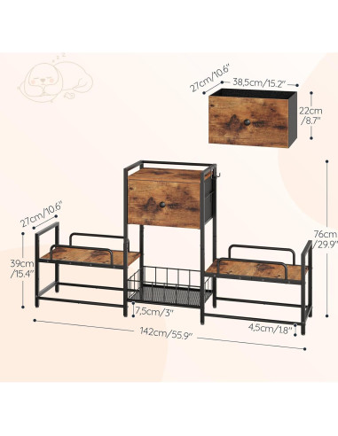 Soporte Elevado para Cuencos de Perro HOOBRO con Almacenamiento