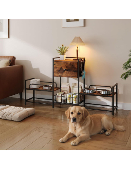 Soporte Elevado para Cuencos de Perro HOOBRO con Almacenamiento