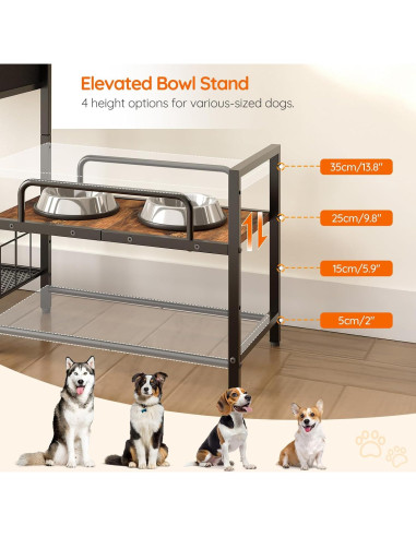 Soporte Elevado para Cuencos de Perro HOOBRO con Almacenamiento