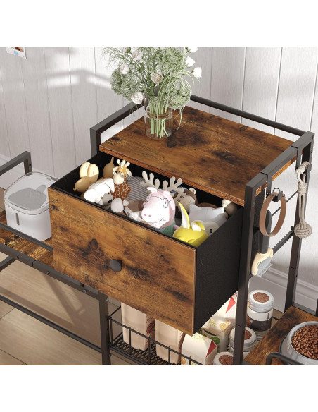 Soporte Elevado para Cuencos de Perro HOOBRO con Almacenamiento