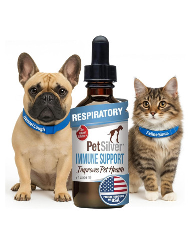 PetSilver Soporte Inmunológico 59 ml - Alivio Respiratorio para Gatos y Perros