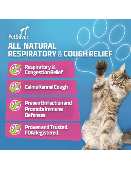 PetSilver Soporte Inmunológico 59 ml - Alivio Respiratorio para Gatos y Perros