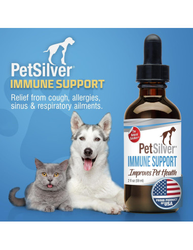 PetSilver Soporte Inmunológico 59 ml - Alivio Respiratorio para Gatos y Perros