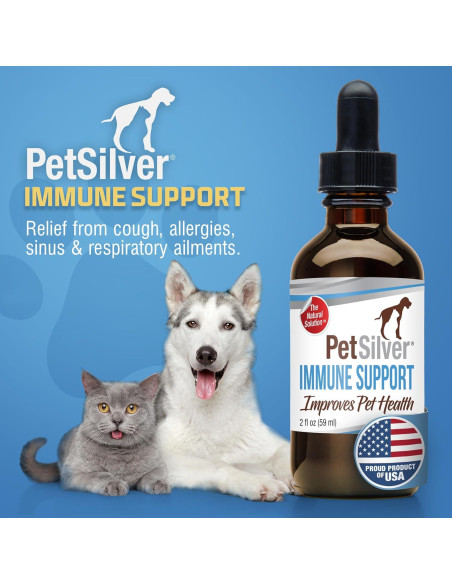 PetSilver Soporte Inmunológico 59 ml - Alivio Respiratorio para Gatos y Perros