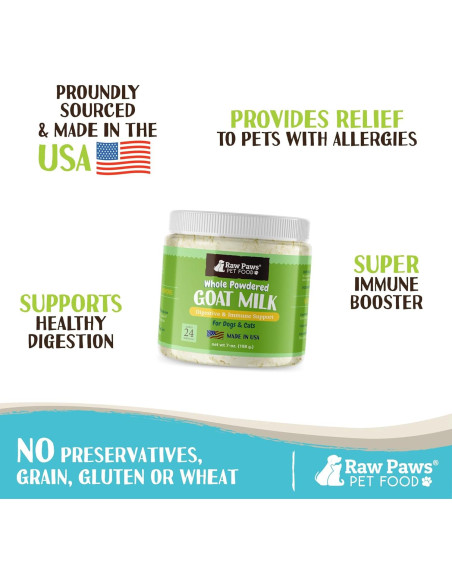 Polvo de Leche de Cabra Cruda Raw Paws 198 g - Suplemento Digestivo