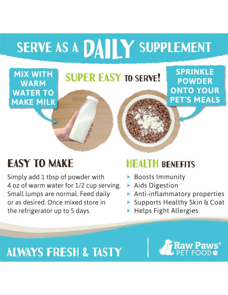 Polvo de Leche de Cabra Cruda Raw Paws 198 g - Suplemento Digestivo