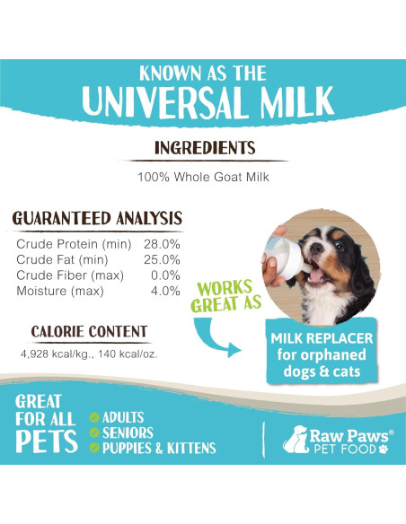Polvo de Leche de Cabra Cruda Raw Paws 198 g - Suplemento Digestivo