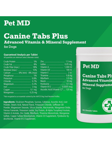 Multivitaminas para Perros Pet MD - 365 Tabletas Masticables