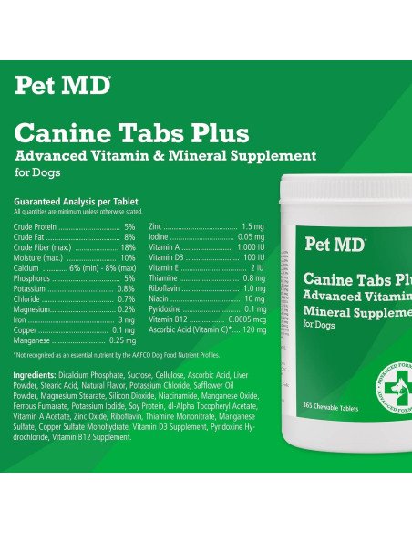 Multivitaminas para Perros Pet MD - 365 Tabletas Masticables