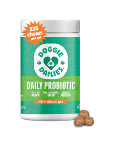Probioticos Doggie Dailies para Perros - 225 Masticables de Calabaza