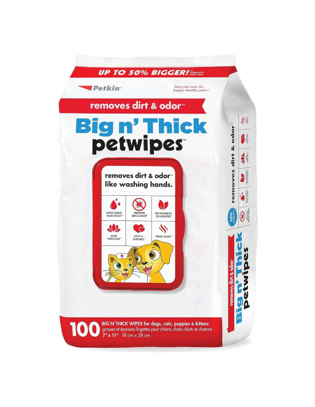 Toallitas para Mascotas Petkin 100 Unidades - Limpieza Suave y Efectiva