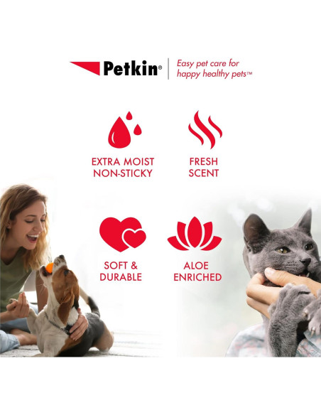 Toallitas para Mascotas Petkin 100 Unidades - Limpieza Suave y Efectiva