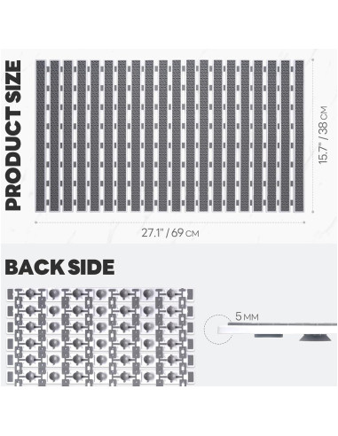 Alfombra Antideslizante para Ducha Volkee 68.8x39.9 cm Gris