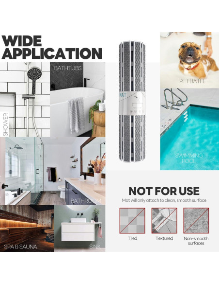 Alfombra Antideslizante para Ducha Volkee 68.8x39.9 cm Gris