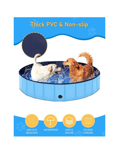 Piscina Plegable para Perros Lexda 200x30cm PVC Azul