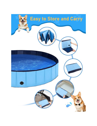 Piscina Plegable para Perros Lexda 200x30cm PVC Azul
