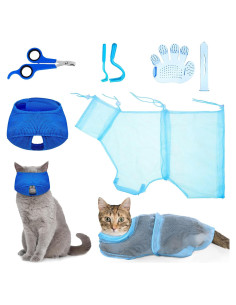 Conjunto de Aseo para Gatos Patelai 5 Piezas - Bolsa, Bozal, Cortauñas