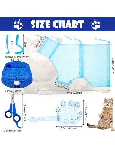 Conjunto de Aseo para Gatos Patelai 5 Piezas - Bolsa, Bozal, Cortauñas